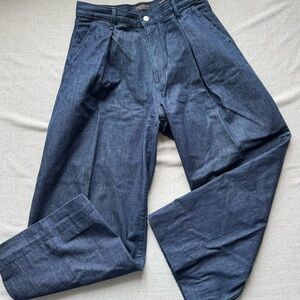 Dark Blue Pleated Wide Leg Jeans Banana Republic 30